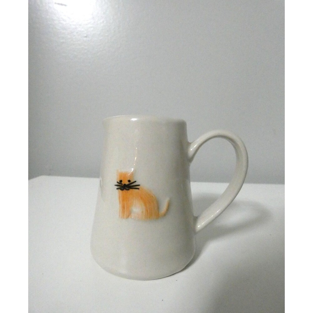 DK Brothers Stoneware Handpainted Creamer Mini Pticher Orange Cat 3.4" x 2.5"